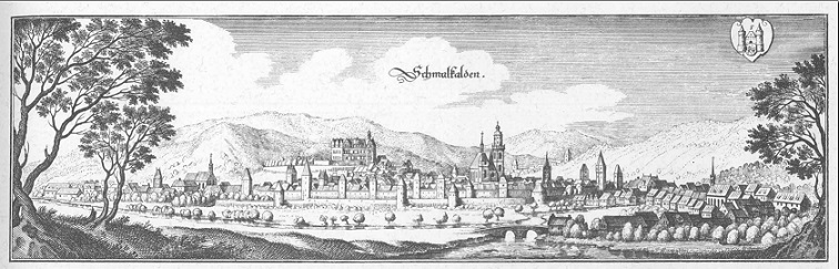Stich von Matthäus Merian: Schmalkalden um 1655