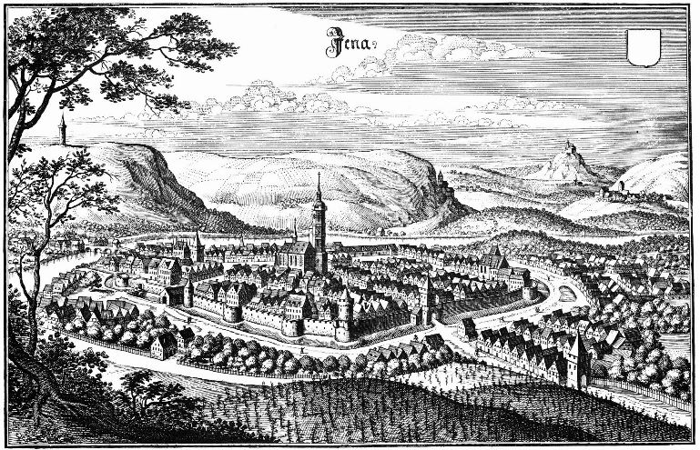 Stich von Matthäus Merian: Jena um 1650