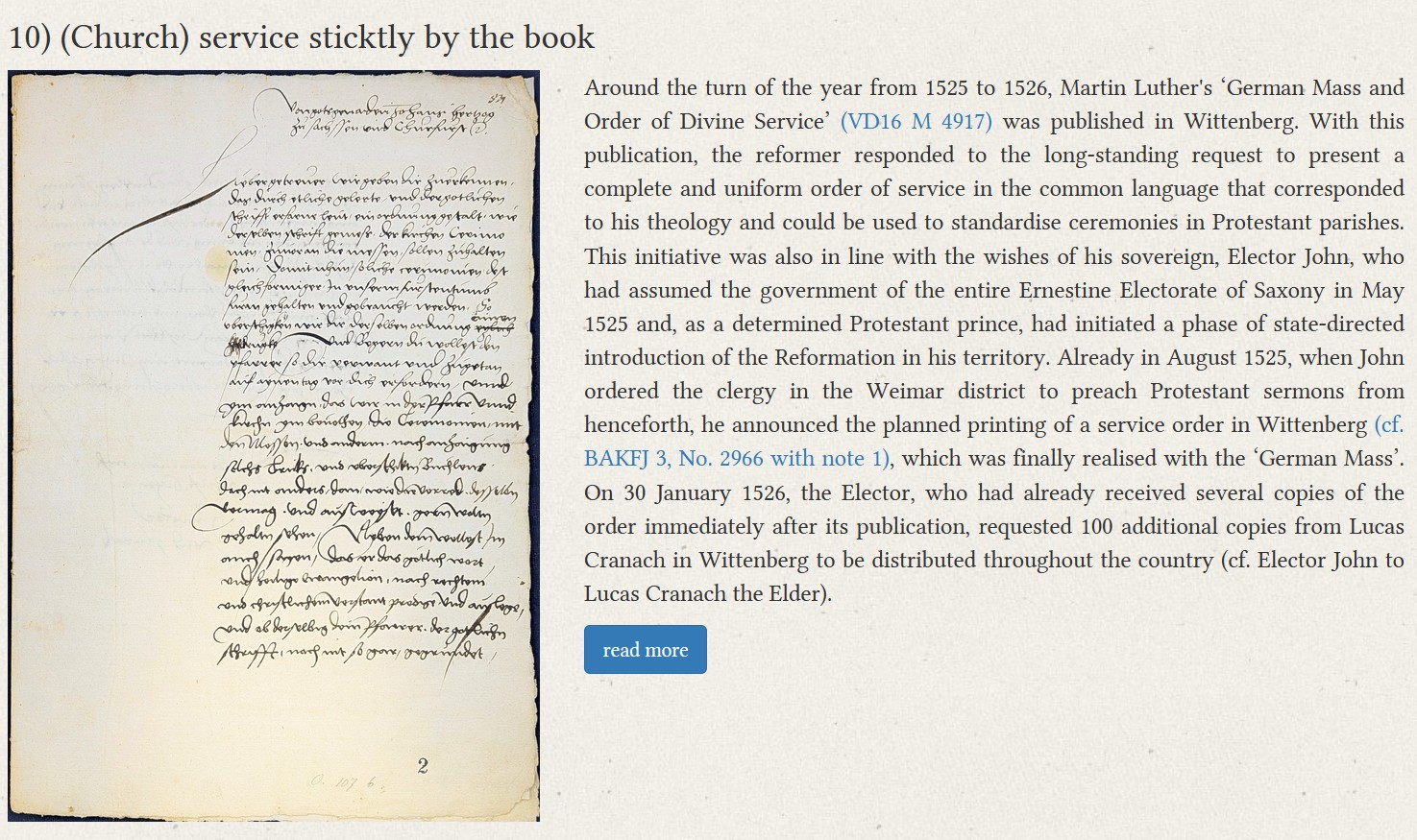 Ausschnitt aus der Startseite unserer Website